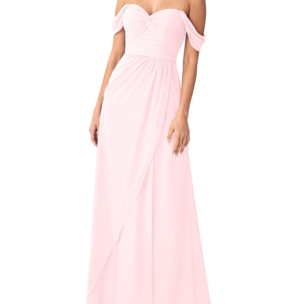 Azazie Pink Off-Shoulder Maxi Dress